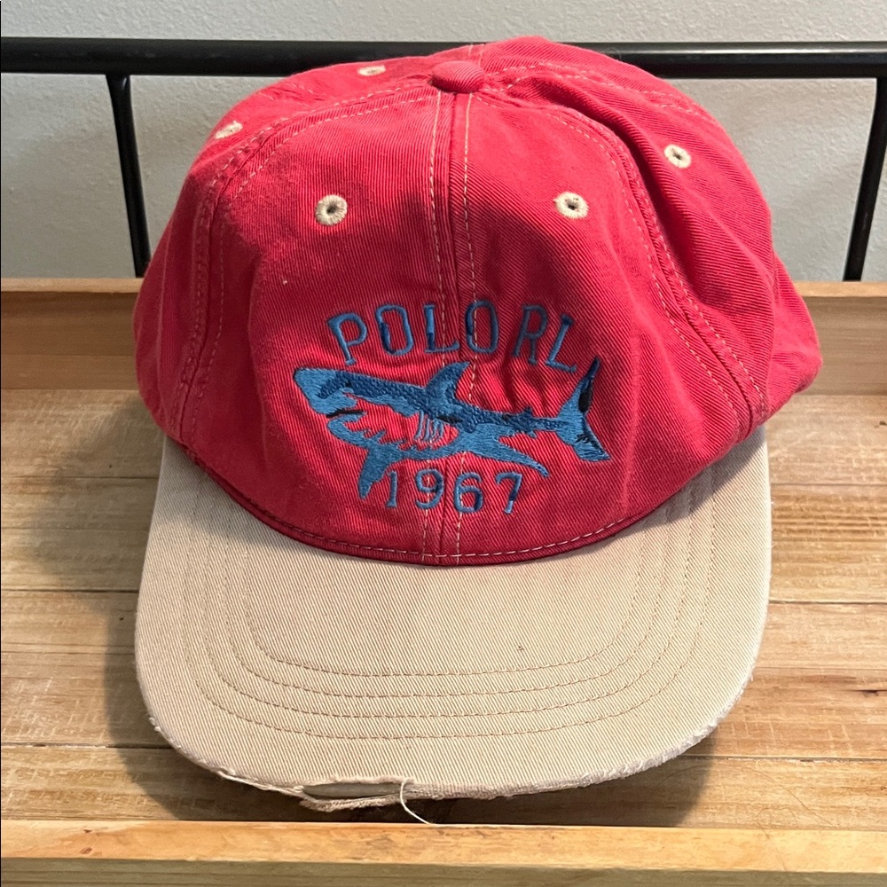 Polo Ralph Lauren Red Cap with Blue Shark Embroidery